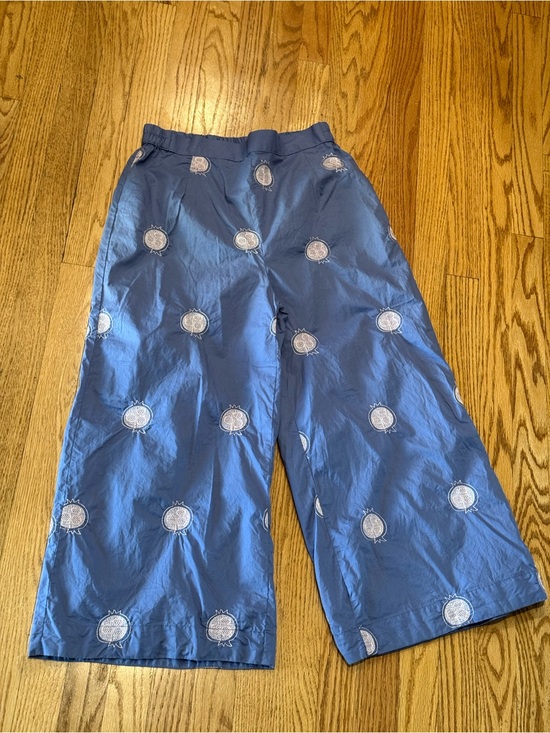 Seraphina Pants - Sapphire Wide Leg Pants Blue Embroidered Yin Yang Boho Size M